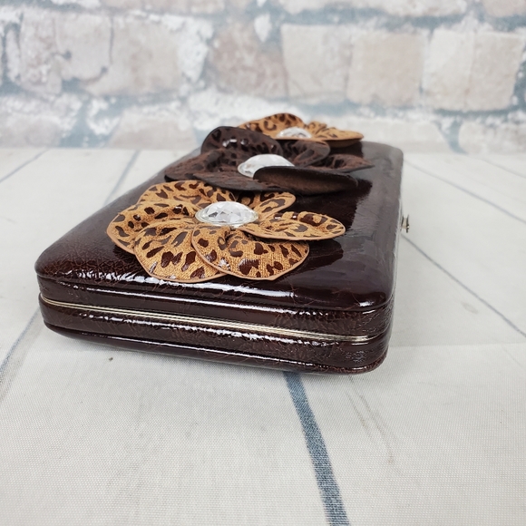 Retro Wallet Clutch Embellished Western Brown - Picture 3 of 14